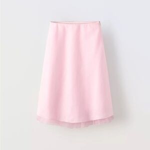 Zara Kids Pink Linen Midi Skirt